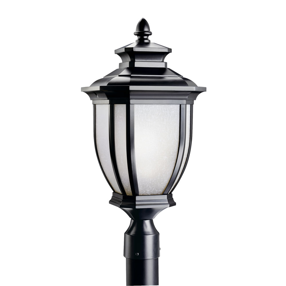 Kichler 9938BK Salisbury 21.75" 1 Light Outdoor Post Light with White Linen Glass in Black