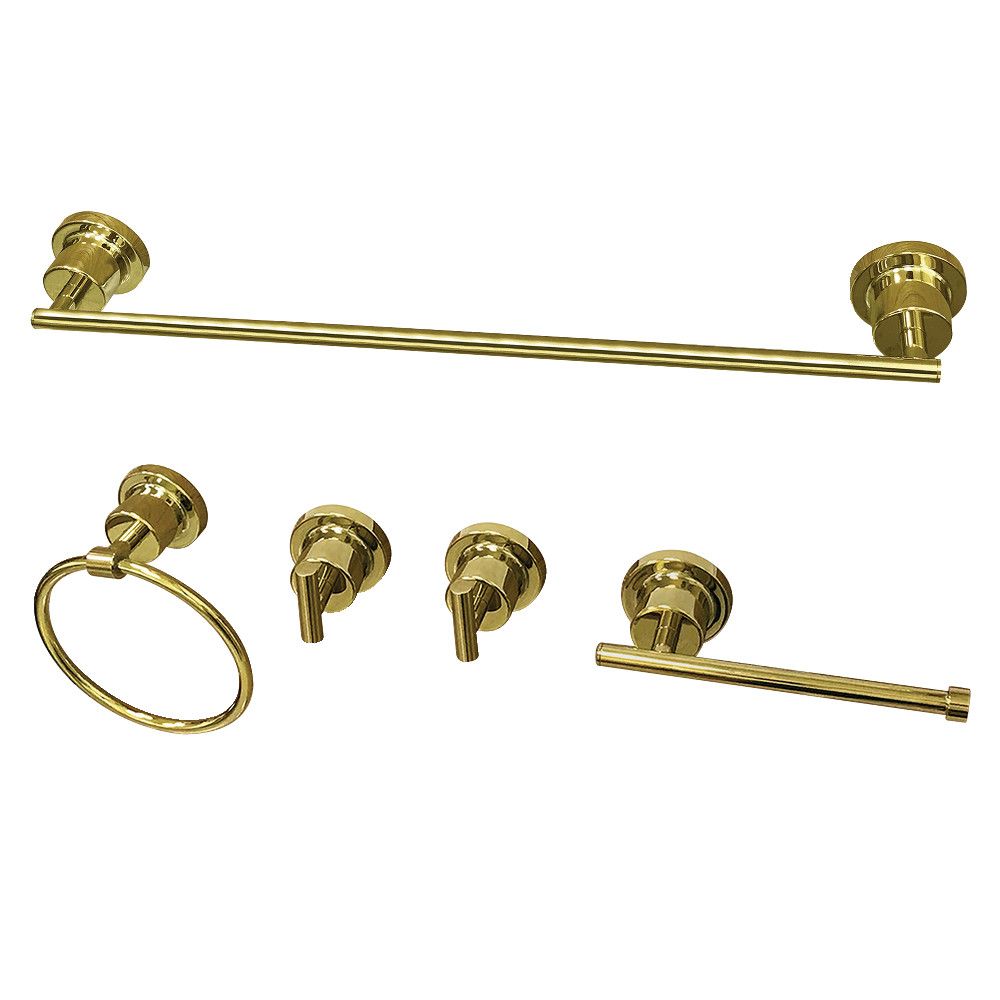 Kingston Brass BAH8212478PB Concord 5-Piece Bathroom Accessory Set, Polished Brass