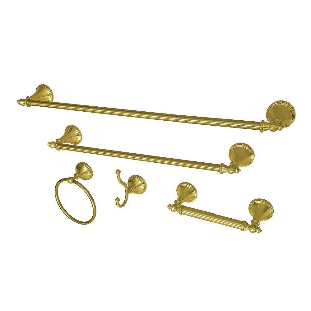 Kingston Brass BAHK1612478BB Naples 5-Piece Bathroom Accessory Set, Brushed Brass