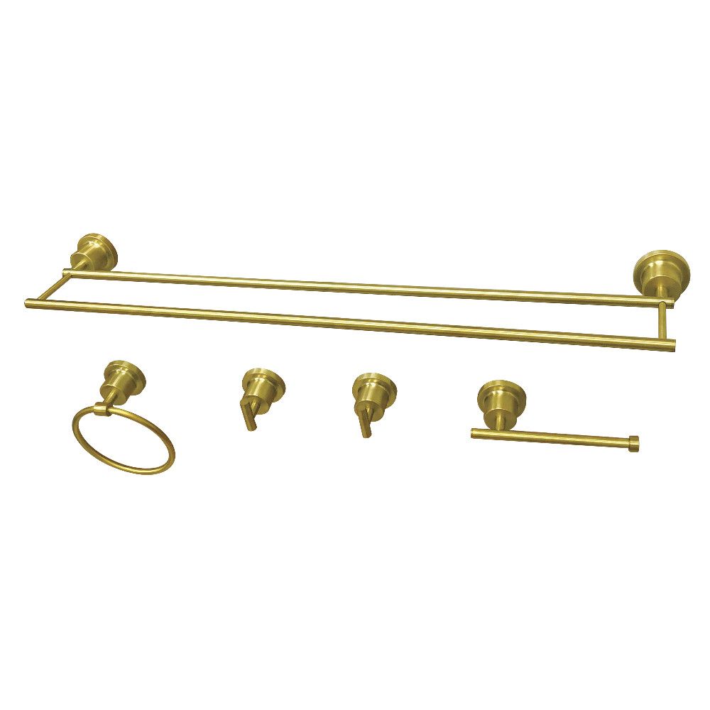 Kingston Brass BAH821330478SB Concord 5-Piece Bathroom Accessory Set, Brushed Brass