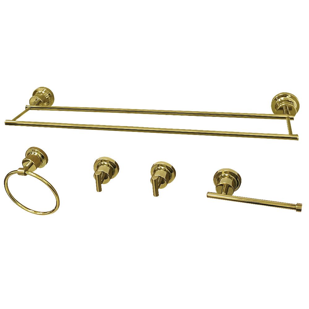 Kingston Brass BAH821330478PB Concord 5-Piece Bathroom Accessory Set, Polished Brass