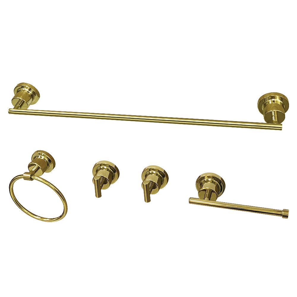 Kingston Brass BAH82134478PB Concord 5-Piece Bathroom Accessory Set, Polished Brass