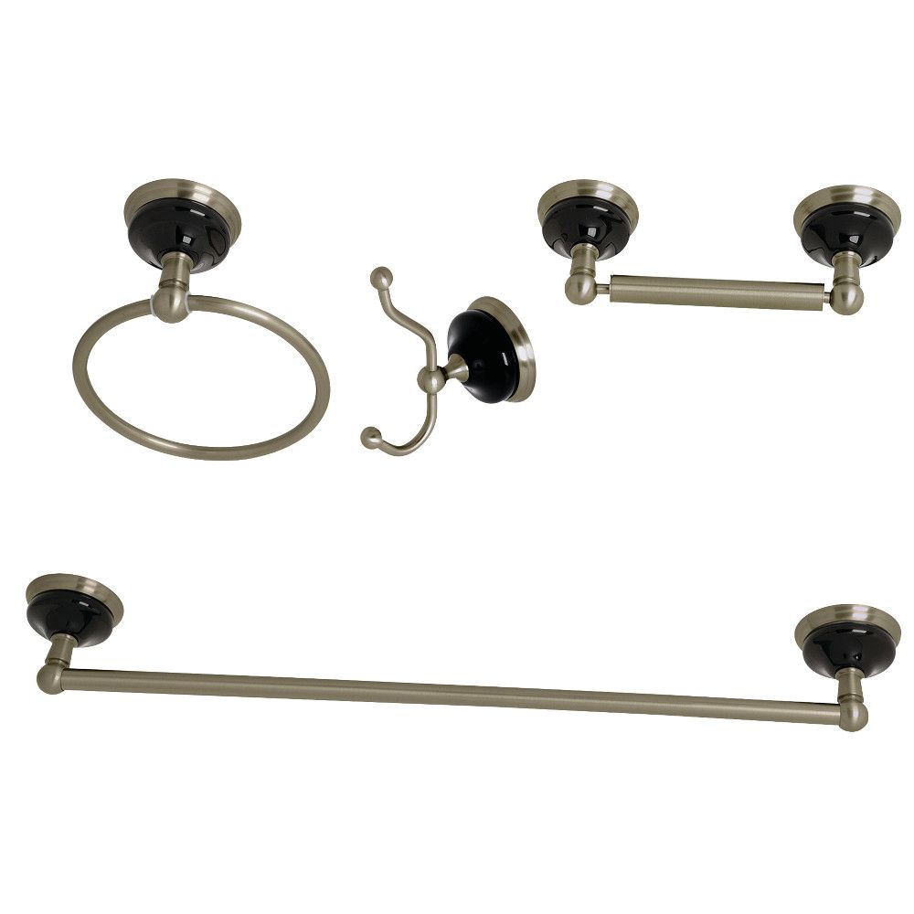 Kingston Brass BAK9112478BN Water Onyx 4-Piece Bathroom Accessory Set, Brushed Nickel