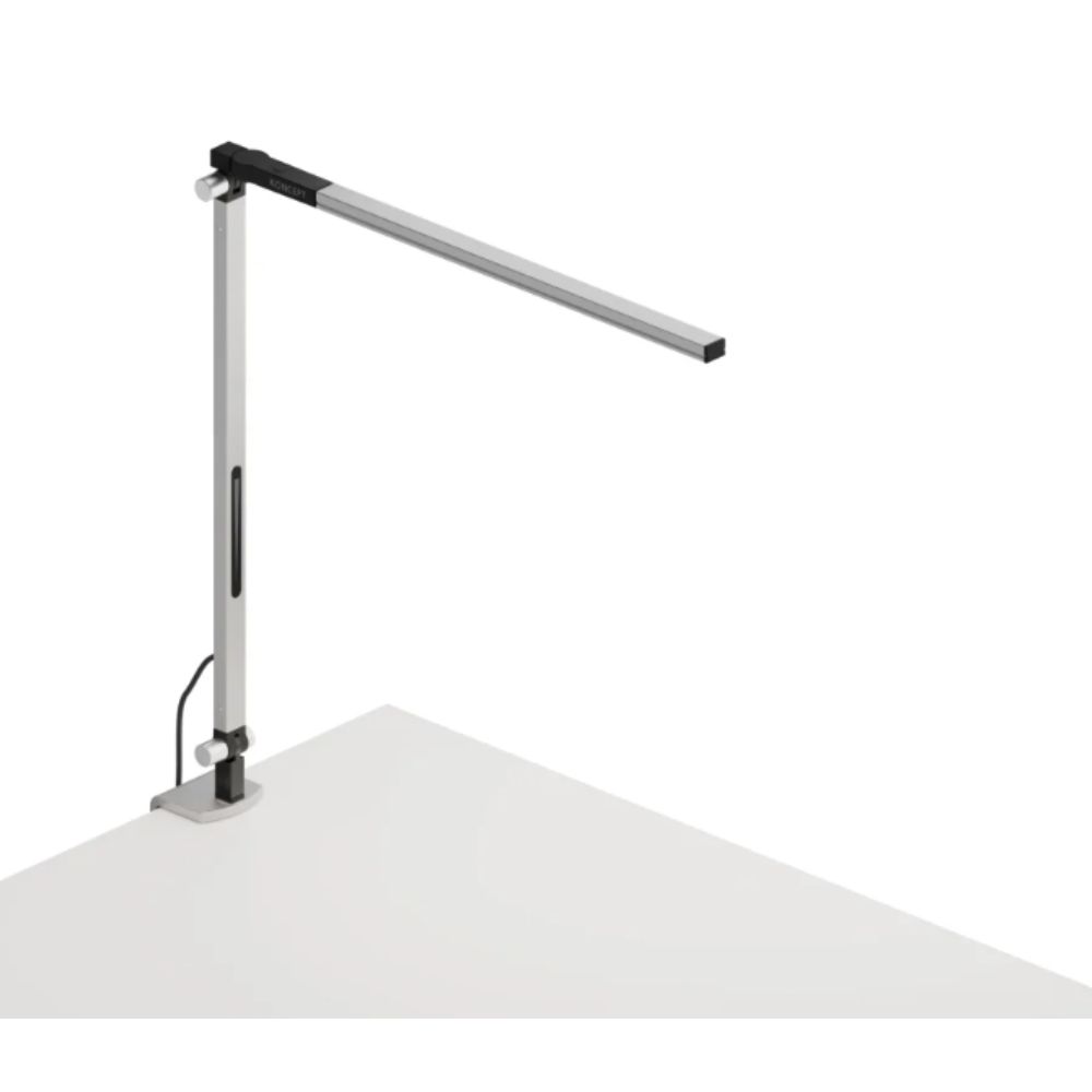 Koncept Lighting AR1100-CD-SIL-CLP Z-Bar Solo mini Desk Lamp with one-piece desk clamp (Cool Light; Silver)
