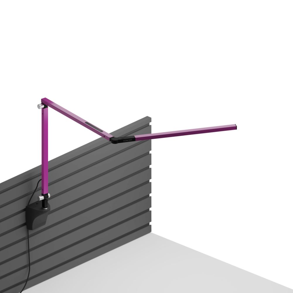 Koncept Lighting AR3100-WD-PUR-SLT Z-Bar Mini Desk Lamp with Metallic Black Slatwall Mount (Warm Light) in Purple