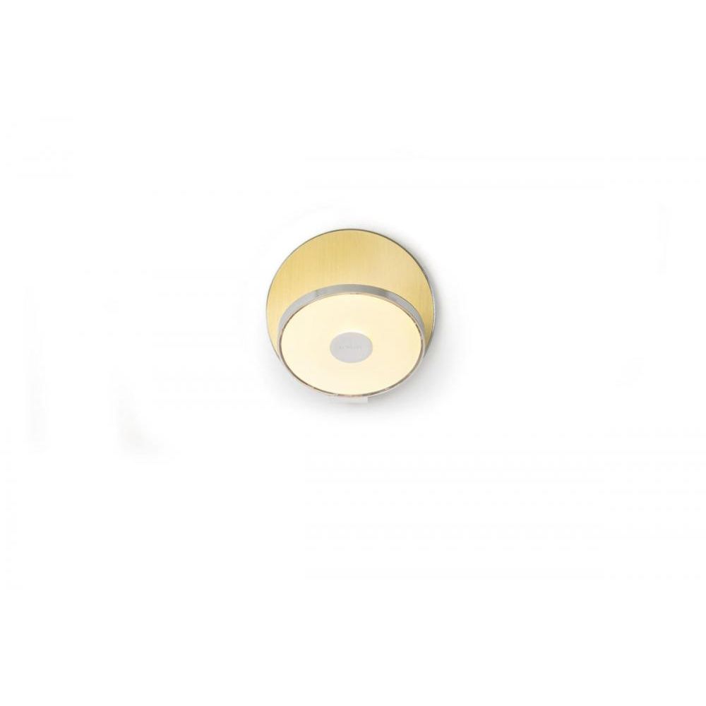 Koncept Lighting GRW-S-CRM-BRS-PI Gravy Wall Sconce - Chrome Body, Plug-In in Brushed Brass Face Plates