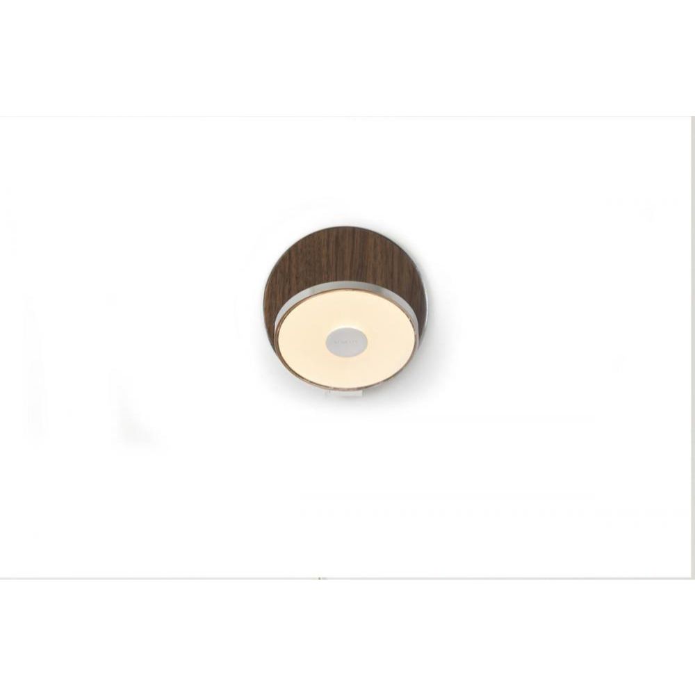 Koncept Lighting GRW-S-CRM-OWT-PI Gravy Wall Sconce - Plug-In in Chrome Body, Oiled Walnut Face Plates