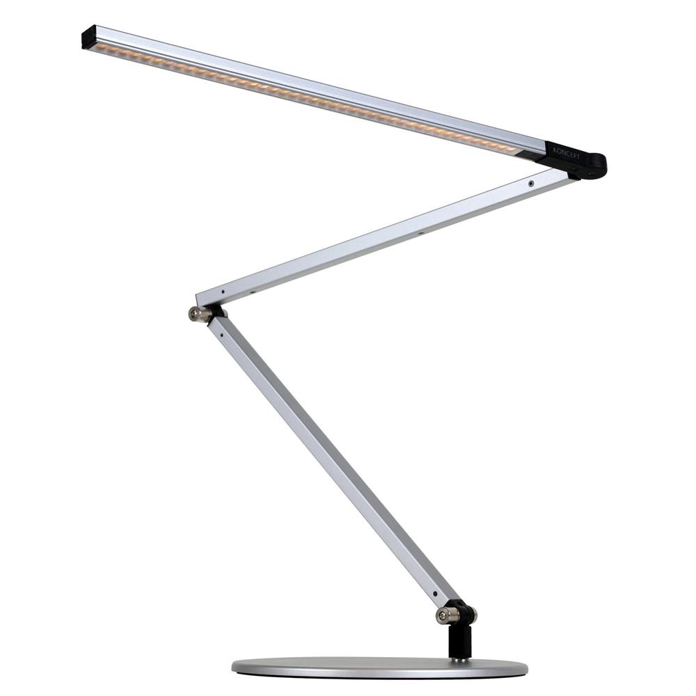Koncept Lighting AR3000-WD-SIL-DSK Z-Bar LED Desk Lamp with base (Warm Light; Silver)