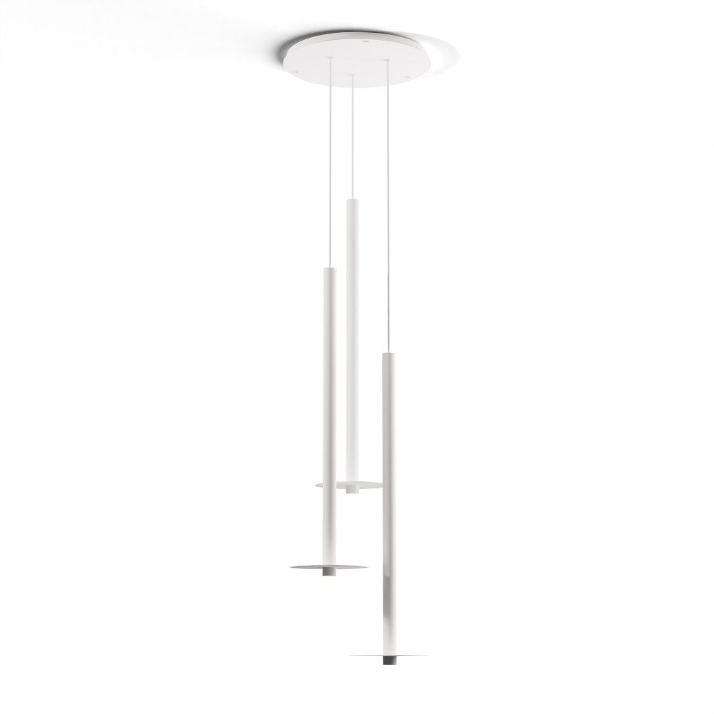 Koncept Lighting CMP-C3-S-36-MWT+MPTB9 Combi Pendant 36" Circular 3 Combo Matte White with Matte White Canopy, 9" metal plate (White/Paintable) attachment, Suspension / Flush Mount 2-in-1