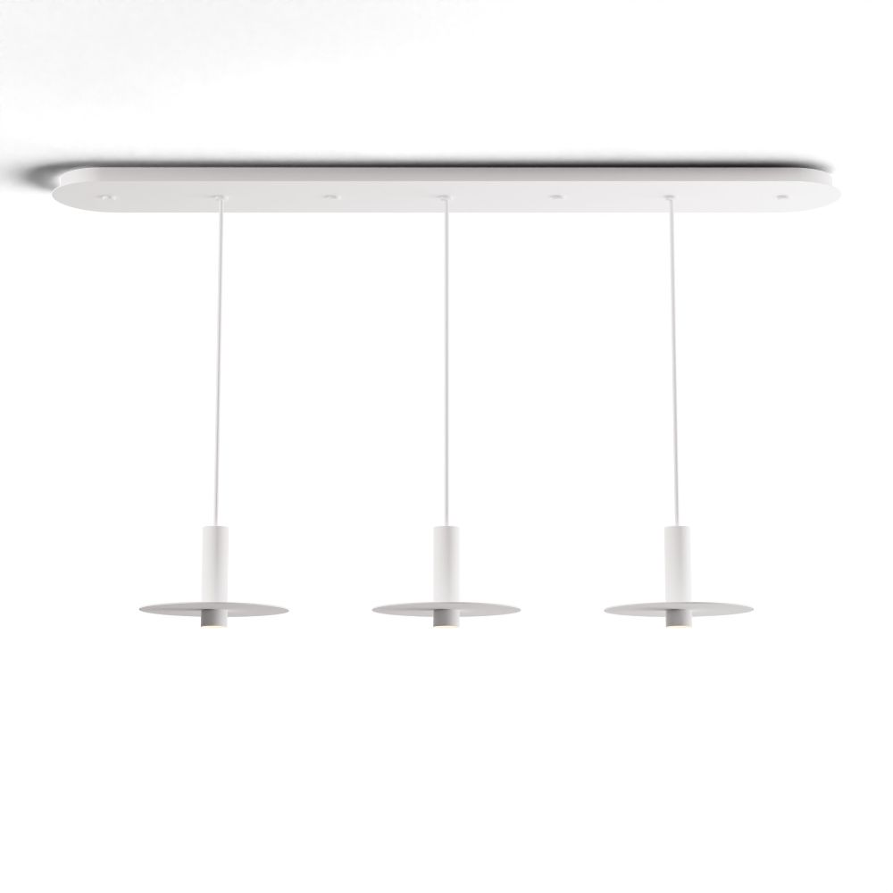 Koncept Lighting CMP-L3-S-06-MWT+MPTB9 Combi Pendant 6" Linear 3 Combo Matte White with Matte White Canopy, 9" metal plate (White/Paintable) attachment, Suspension / Flush Mount 2-in-1