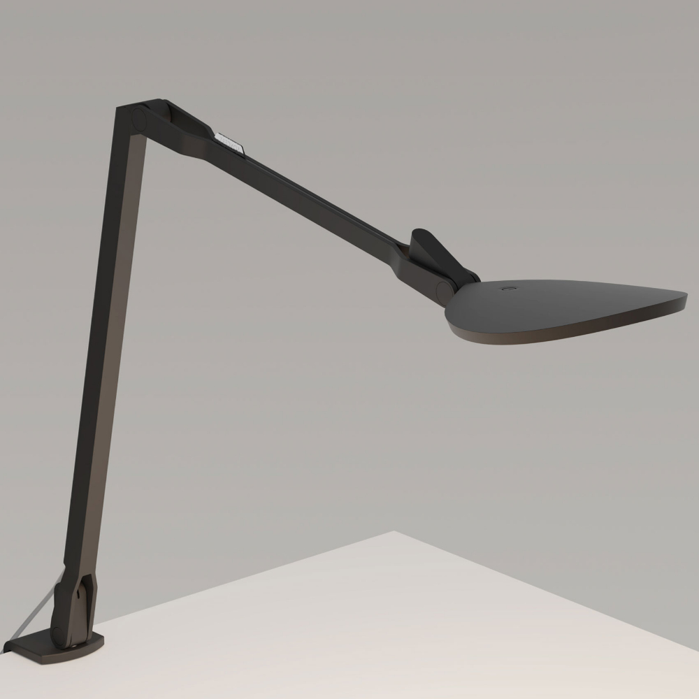 Koncept Lighting SPY-W-MTB-RCH-CLP Splitty Reach Desk Lamp with One Piece Desk Clamp in Matte Black
