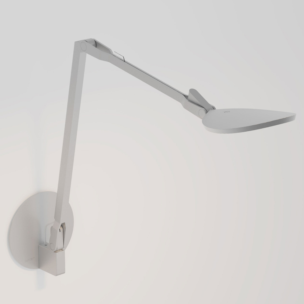 Koncept Lighting SPY-W-SIL-RCH-HWS Splitty Reach Desk Lamp with Hardwire Wall Mount in Silver