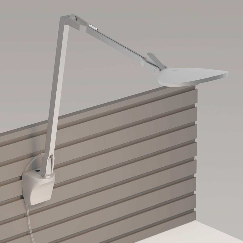 Koncept Lighting SPY-W-SIL-RCH-SLT Splitty Reach Desk Lamp with Slatwall Mount in Silver