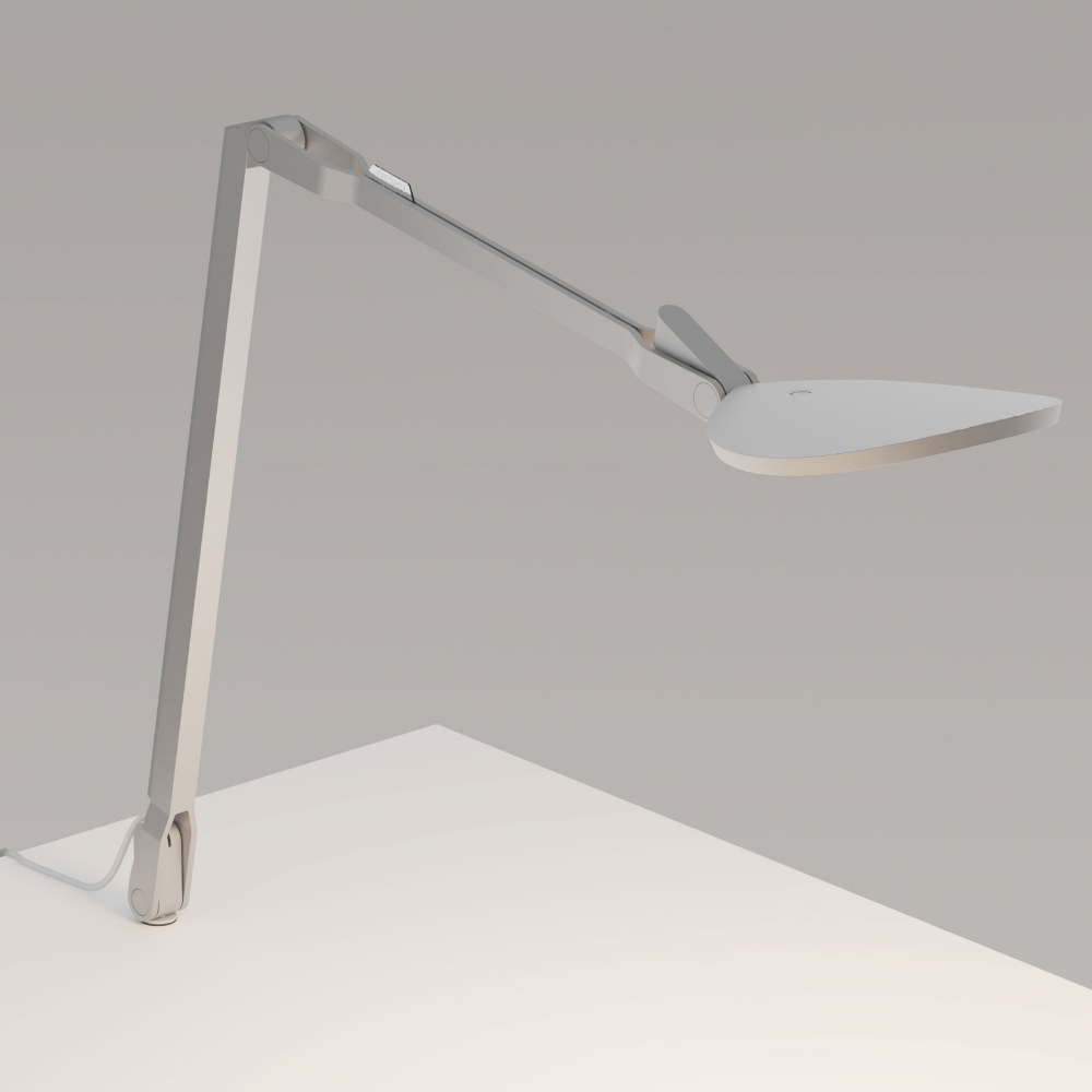 Koncept Lighting SPY-W-SIL-RCH-THR Splitty Reach Desk Lamp with Through Table Mount in Silver