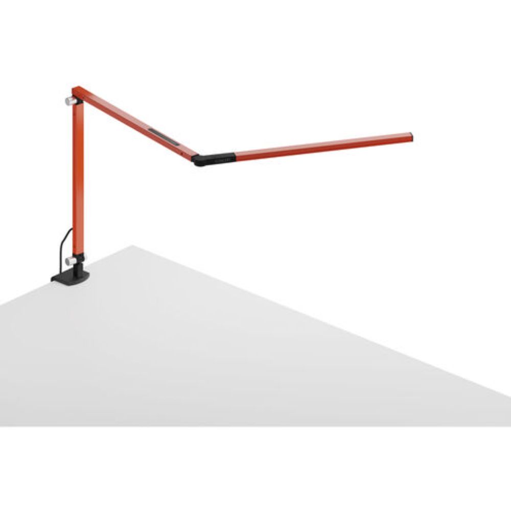Koncept Lighting AR3100-WD-ORG-CLP Z-Bar mini Desk Lamp with Metallic Black one-piece desk clamp (Warm Light; Orange)