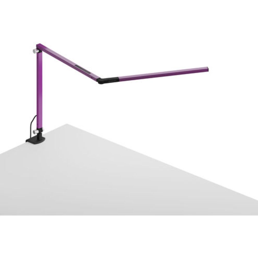Koncept Lighting AR3100-WD-PUR-CLP Z-Bar mini Desk Lamp with Metallic Black one-piece desk clamp (Warm Light; Purple)