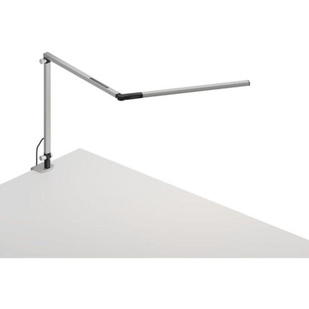 Koncept Lighting AR3100-WD-SIL-CLP Z-Bar mini Desk Lamp with one-piece desk clamp (Warm Light; Silver)
