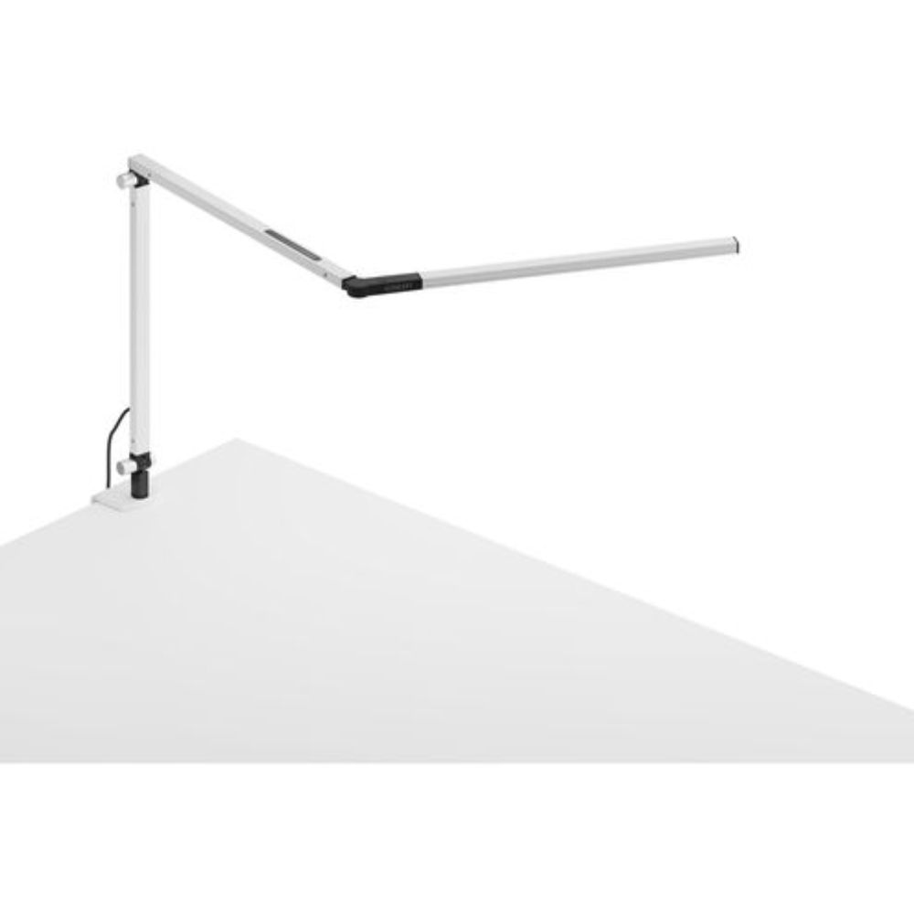Koncept Lighting AR3100-WD-WHT-CLP Z-Bar mini Desk Lamp with White one-piece desk clamp (Warm Light; White)