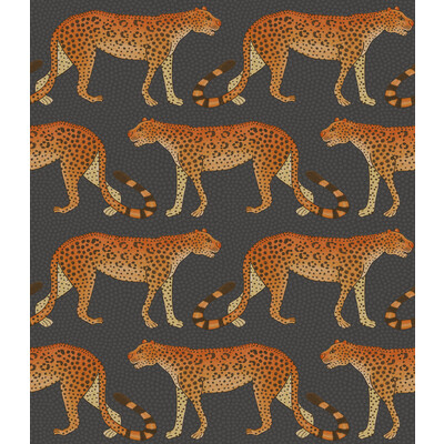 Cole & Son 109/2008.CS.0 Leopard Walk Wallcovering in Charcoal & Orange/Multi/Orange/Charcoal