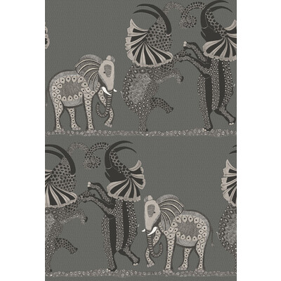 Cole & Son 109/8039.CS.0 Safari Dance Wallcovering in Charcoal Black & White/Charcoal/Grey