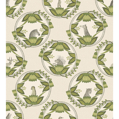 Cole & Son 109/9041.CS.0 Ardmore Cameos Wallcovering in Stone & Green/Multi/Light Grey/Green