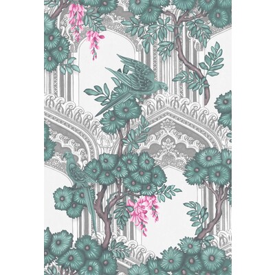 Cole & Son 113/13039.CS.0 Babylon Wallcovering in Teal & Pink/Multi/Teal/Pink