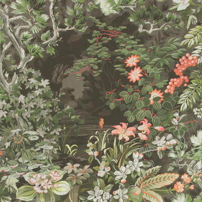 Cole & Son 115/4011.CS.0 Woodland Wallcovering in Coral/olive/char/Multi/Coral/Green