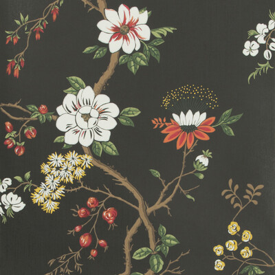 Cole & Son 115/8026.CS.0 Camellia Wallcovering in White/red/charco/Multi/Red/Black