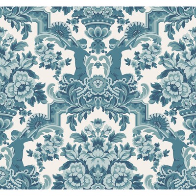 Cole & Son 117/13042.CS.0 Lola Wallcovering in Petrol Blues On White /Teal