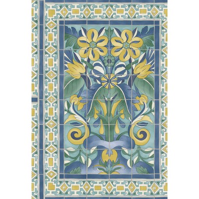 Cole & Son 117/5013.CS.0 Triana Wallcovering in Canary Yellow & China Blue On Teal/Yellow/Blue/Multi