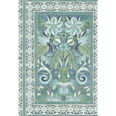 Cole & Son 117/5014.CS.0 Triana Wallcovering in Teal & Dark Teal On Denim/Teal/Turquoise
