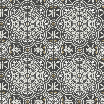 Cole & Son 117/8022.CS.0 Piccadilly Wallcovering in Grey & Metallic Gold On Black/Black/Grey/Gold