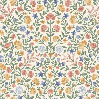 Cole & Son 118/13029.CS.0 Court Embroidery Wallcovering in Multi/Coral/Ivory