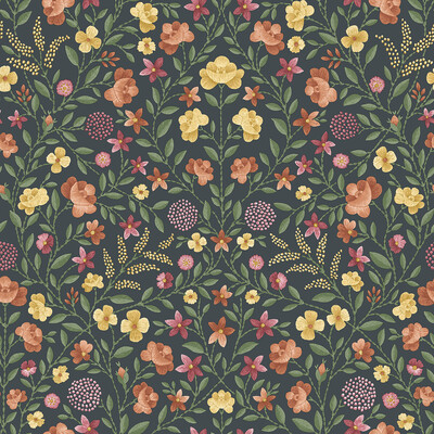 Cole & Son 118/13031.CS.0 Court Embroidery Wallcovering in Multi/Yellow/Black