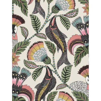 Cole & Son 119/8036.CS.0 Nene Wallcovering in Coral,sage&teal On Parchment/Multi/Pink/Green
