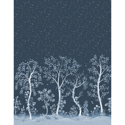 Cole & Son 120/6025.CS.0 Seasonal Woods Wallcovering in Midnight/Blue/Dark Blue