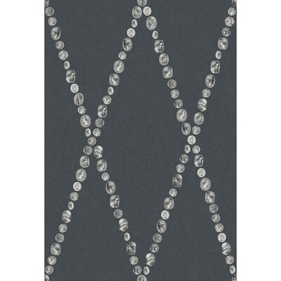 Cole & Son 123/4017.CS.0 Cammei Wallcovering in Silver On Ink/Silver/Grey