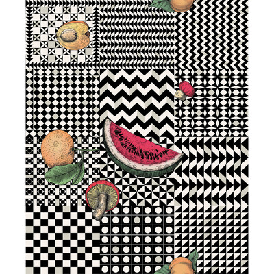 Cole & Son 123/6027.CS.0 Frutta E Geometrico Wallcovering in Multi/Black/White