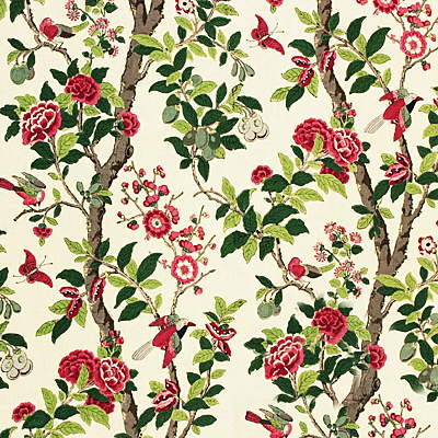 Lee Jofa 2002176.319.0 Eldon Handblock Multipurpose Fabric in Documen/Beige/Burgundy/red/Green