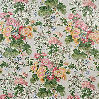 Lee Jofa 2005100.101.0 Hollyhock Hdb Multipurpose Fabric in White/pink/White/Pink/Green
