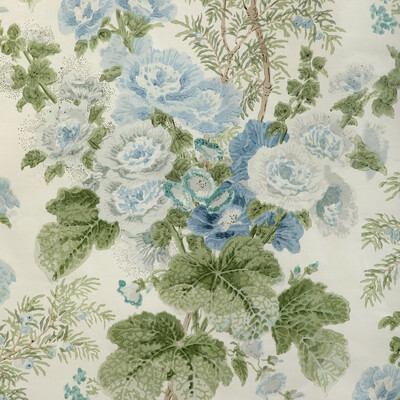 Lee Jofa 2005100.153.0 Hollyhock Hdb Multipurpose Fabric in Blue/leaf/Light Blue/Green