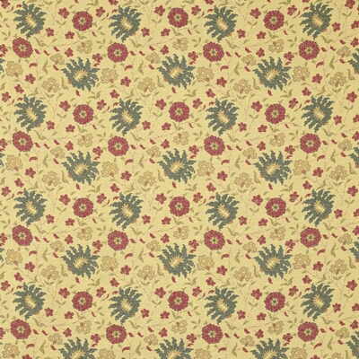 Lee Jofa 2008108.340.0 Pretoria Lampas Upholstery Fabric in Forest/Light Yellow/Burgundy/red/Green