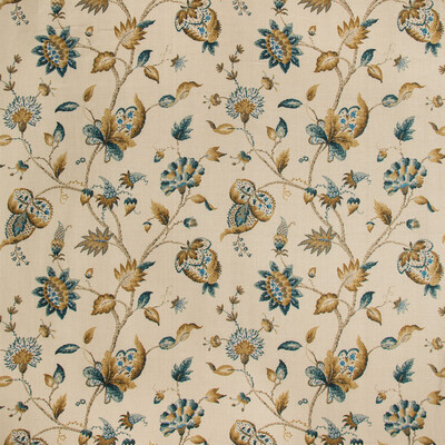 Lee Jofa 2019105.134.0 Hollin Print Multipurpose Fabric in Peacock/Multi/Teal/Wheat