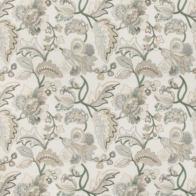 Lee Jofa 2019111.135.0 Orford Embroidery Multipurpose Fabric in Leaf/mist/Multi/Turquoise/Taupe