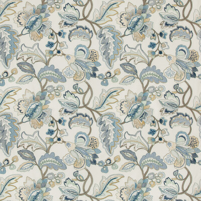 Lee Jofa 2019111.145.0 Orford Embroidery Multipurpose Fabric in Blue/gold/Multi/Blue/Taupe