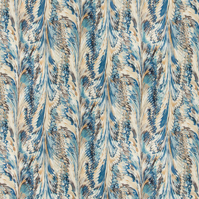 Lee Jofa 2019114.155.0 Taplow Print Multipurpose Fabric in Navy/slate/Multi/Blue/Camel