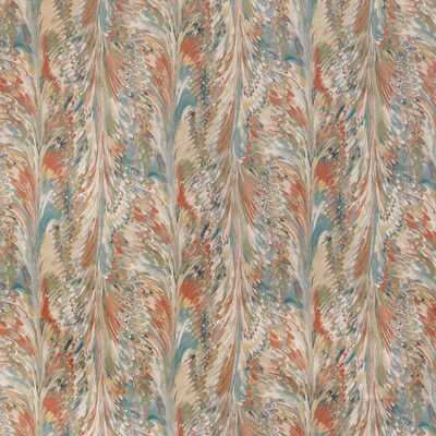Lee Jofa 2019114.312.0 Taplow Print Multipurpose Fabric in Clay/blue/Orange/Blue/Green