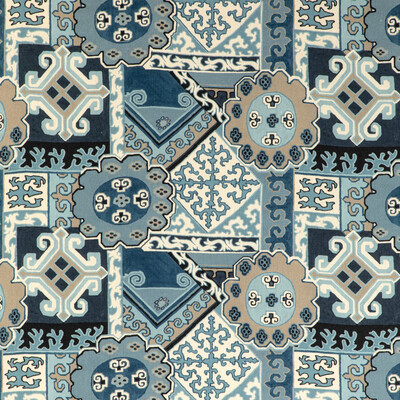 Lee Jofa 2020193.505.0 Batangas Print Multipurpose Fabric in Blue/slate/Blue/Dark Blue