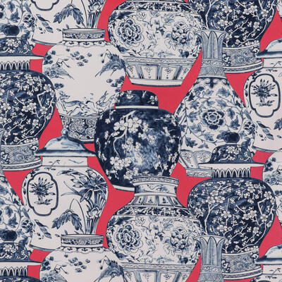 Lee Jofa 2020194.1950.0 Pandan Print Multipurpose Fabric in Chili/blue/Multi/Red/Blue