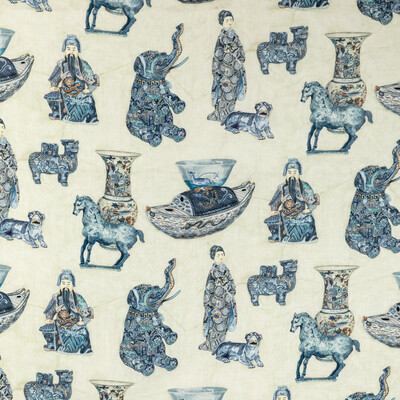 Lee Jofa 2020195.5016.0 Tambelan Print Multipurpose Fabric in Porcelain/Blue